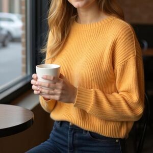 Hollister Marigold Ribbed Knit Sweater Size XS